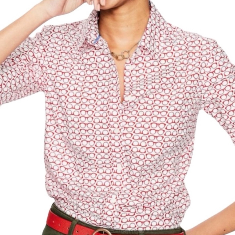 Boden Eye Glasses Print Classic Button Down Shirt